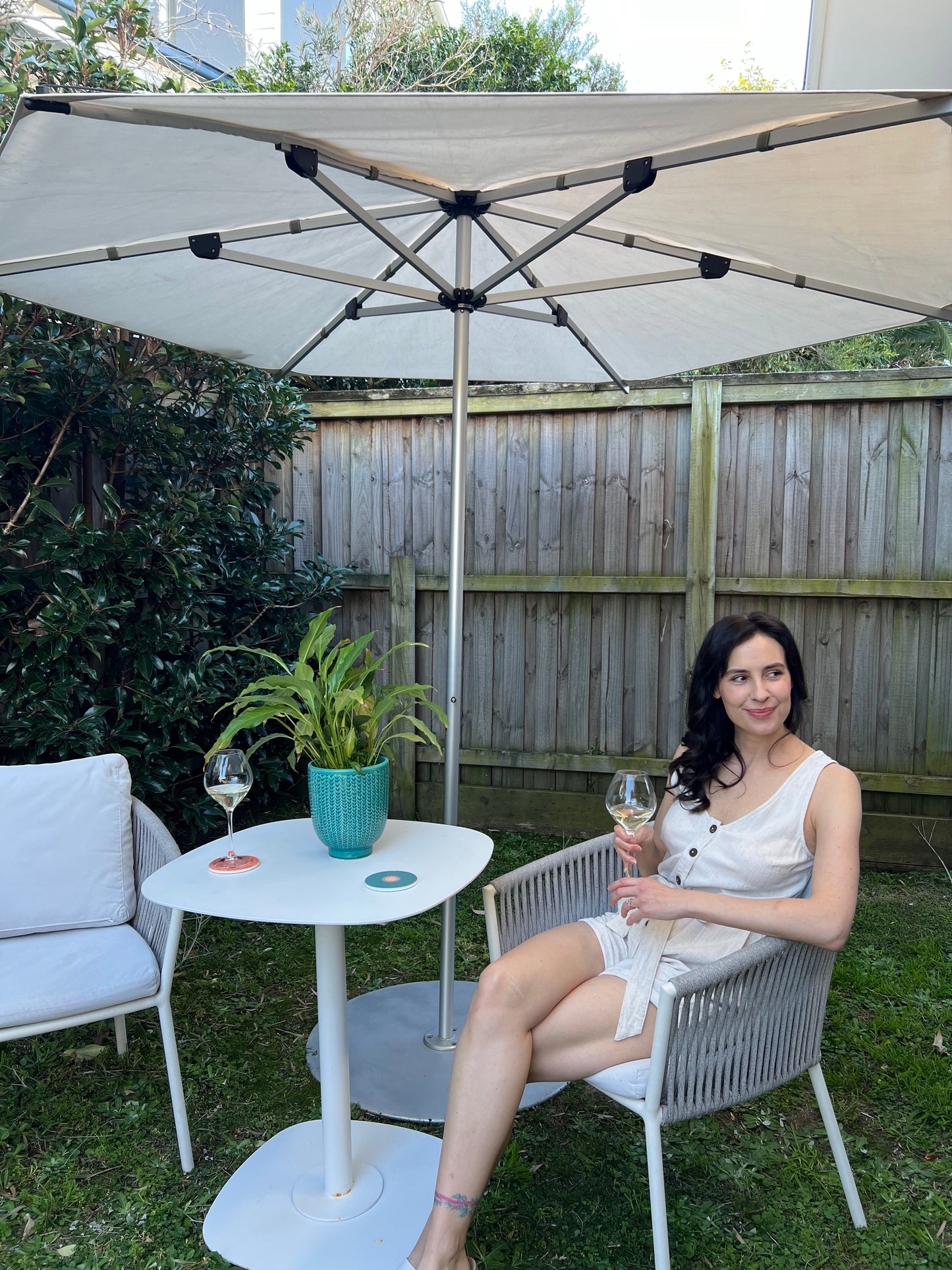 Wind Stable Patio Umbrella 2.8m Oyster White